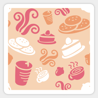 Cafe Orange Vibe Coffee Dessert Sweets Pattern Sticker